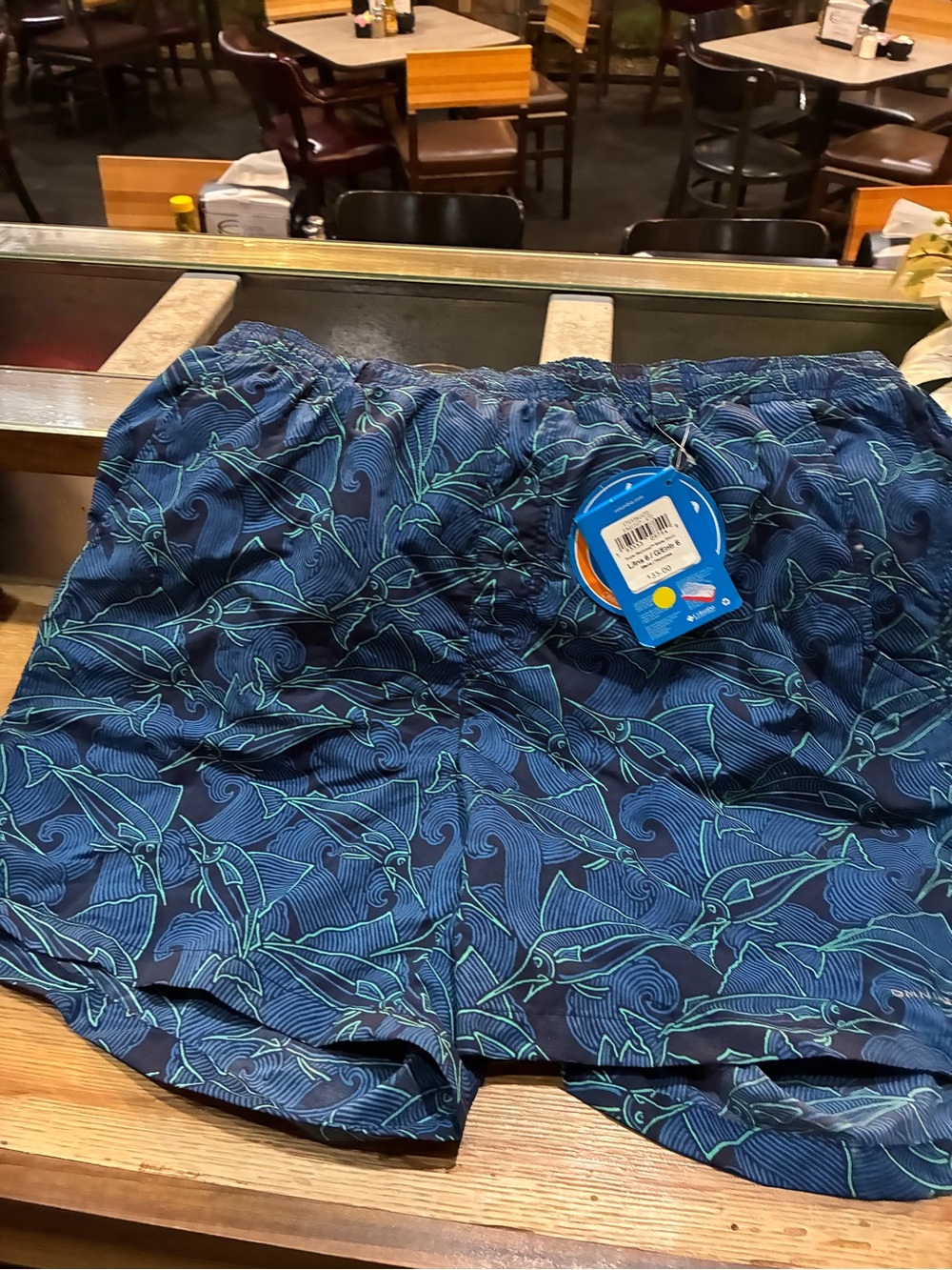 Columbia Men’s Navy Blue Shorts with Green Accent